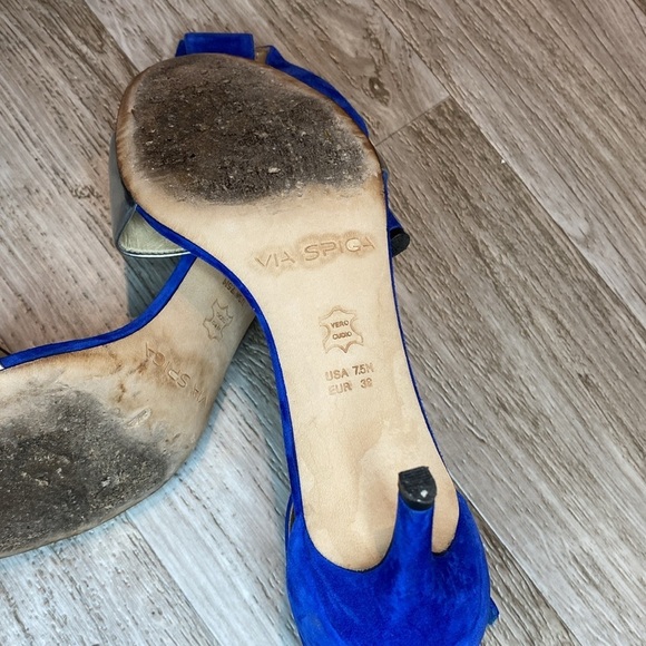 Via Spiga Suede Blue/Silver Strap Size 7.5 - Picture 7 of 8